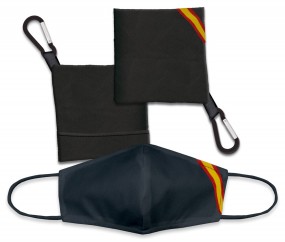 Kit Portamascarillas negro + Accesorio facial negro con bandera